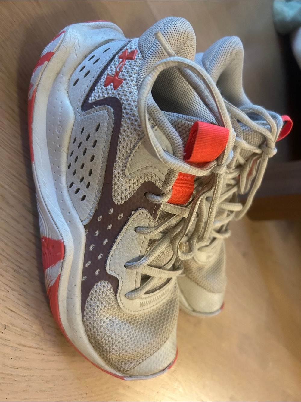 Kids Athletic Sneakers - Gray with Red Accent